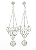 Chandellier Earrings with Faux Pearls and Simulated Jade
