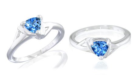 Trillion Cut London Blue Topaz Ring Sterling Silver