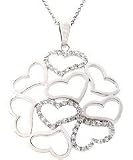 Sterling Silver CZ Hearts Love Pendant