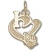 New Jersey Nets 1/2in. Heart Pendant 10kt Gold/10kt Yellow Gold