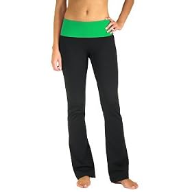 Flared leg, fold over waistband yoga pants