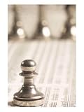 Silver Pawn on Newspaper Stock Market Report with Line of Chess Pieces Hobbies Photographic Poster Print, 12x16