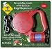 Bags on Board Retractable Dog Leash with Built-in Bag Dispenser, Large, Red