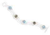 Ancient Roman Glass/Ancient Coins Sterling Silver Bracelet, Toggle, 7.5 in