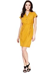 Petite Henley Neck Elasticated Waist Dress