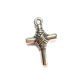Knotted Mini Stainless Steel Cross Pendant on Cord Necklac