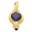 14K Yellow Gold Amethyst and Carnelian Pendant