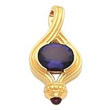 14K Yellow Gold Amethyst and Carnelian Pendant