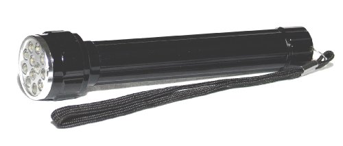 Keystone 12BK 12-LED Bright Aluminum Flashlight with Batteries, Black