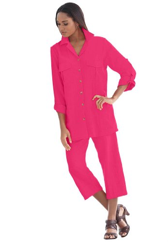 Jessica London Women's Plus Size Linen D Ring Set