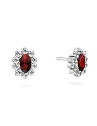 Genuine Garnet 14kt White Gold Earrings