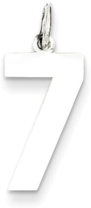 Sterling Silver Medium Polished Number 7 Charm, Charms for Bracelets and Necklaces