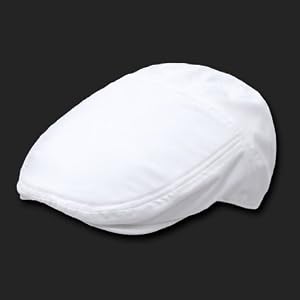 WHITE LIGHTWEIGHT POLY WOVEN 6 PANEL IVY CAP HAT SIZE SM/MD
