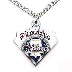 Philadelphia Phillies Chain Necklace & Enameled Pewter Pendant