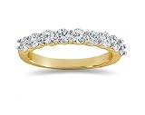 0.90 Prong Set 9 Stone Diamond Wedding Band in 18K Yellow Gold