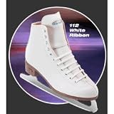 White Figure Skates Ice Skating Theme Ice Skating - WATCHBUDDY® DELUXE TWO-TONE THEME WATCH - Arabic Numbers - Brown Leather Strap-Women