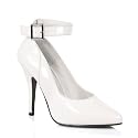 5 Inch Women's Sexy High Heel Shoes Classic Pump Shoes With Ankle Strap White Patent