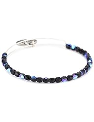 Alex and Ani "Bangle Bar Color Palette" Midnight Rock Candy Shiny-Silver Expandable Bracelet
