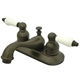 Kingston Brass KB605PL+ Restoration 4-Inch Centerset Lavatory Faucet with Porcelain Lever Handle, Oil Rubbed Bronze