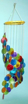 Rainbow Colored Spiral Capiz Chime Windchime New 31.5