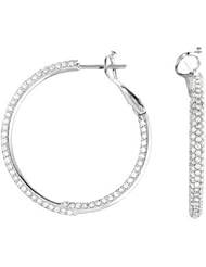 14K White Gold Diamond Inside Outside Hoop Earring