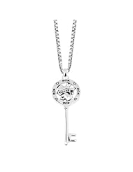 Sterling Silver "Mom" Reversible Key with Hearts Pendant Necklace , 18"