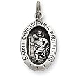 Sterling Silver Antiqued Saint Christopher Medal