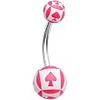 White Pink Spades Playing Card Belly Ring