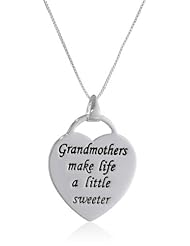 Sterling Silver "Grandmothers Make Life A Little Sweeter" Heart Pendant Necklace, 18"
