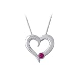 Sterling Silver 0.14 ct. Ruby Heart Pendant with Chain
