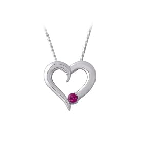 Sterling Silver 0.14 ct. Ruby Heart Pendant with Chain