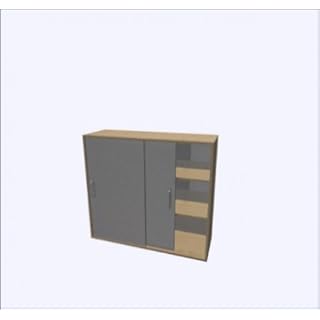 Hammerbacher Schiebetürenschrank 3OH Ahorn/Silber