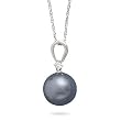 18" 18k White Gold Diamond/11mm Tahitian Pearl