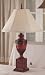 NEW SET OF TWO TABLE LAMPS IN RED FINISH W. SQUARE BASE