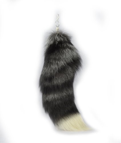 Extra Large Silver Fox Tail Natural Color 20