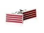 European Enamel Deep Red Bar Cufflinks in Rhodium Silver Setting with Gift Box