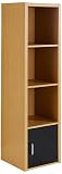 Furniture Solutions Prague Oak 3 Shelf Cupboard, Black High Gloss
