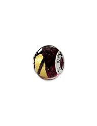 Yellow, Purple and Black, Murano Glass Charm for 3mm Bracelets