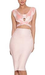 Nylon/Rayon/Spandex Stretchy Cutout Bandage Dress 