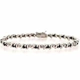 Ster;ing Silver Genuine Diamond Accent and Sapphire S and O Tennis Bracelet