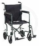 Deluxe Fly-weight Aluminum Transport Wheelchair, 17 Blue