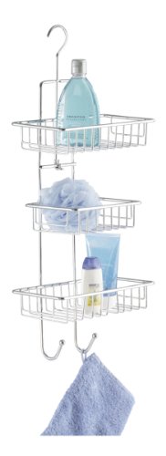 Wenko 16824100 Duschcaddy Milano - Duschregal mit 3 Ablagen, 2 Haken, Chrom, 25 x 62 x 14 cm