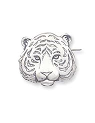 Sterling Silver Antiqued Tiger Face Pin