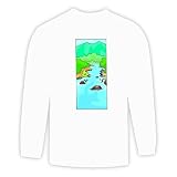 Long Sleeve T-shirt with corridor, stream, habitat Large White