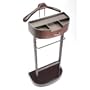 Mens Valet Charging Station Organizer Suit Tie Belt Shoe Rack Dark Mahogany Finish