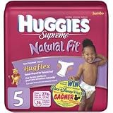 Huggies Supreme Diapers Step 5, Natural Fit Jumbo Fits, (Over 27 lb) - 26/ Pack, 4 Packs