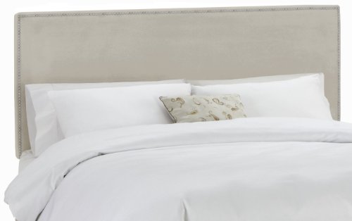 Skyline Furniture Nail Button Border Headboard, Queen, Velvet Light Grey On Sale