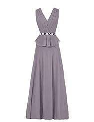 V-neck Cap Sleeves Mother-of-the-Bride Dress 