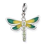 Pendant - Sterling Silver CZ & Enameled Dragonfly