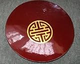 Rare Handmade round lacquer plate with Bamboo pattern. Only available at DF Handicrafts